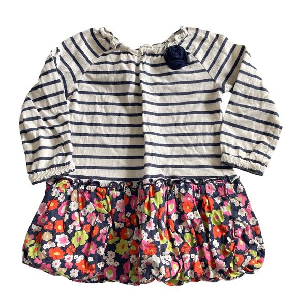 Oshkosh Mixed Print Floral & Stripes Dress - Size 18 Months - Picture 1 of 4